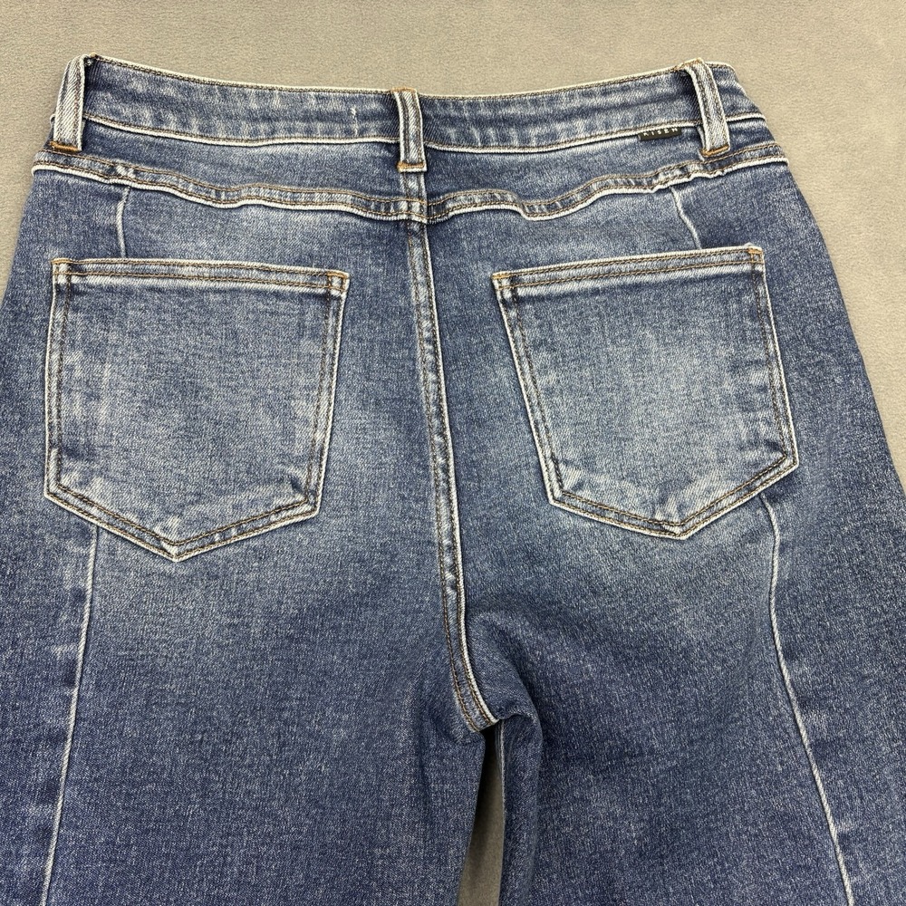 Risen Size 7/28 High-Rise Crop Wide Front and Back Sort Step Hem Dark Wash - Picture 5 of 11